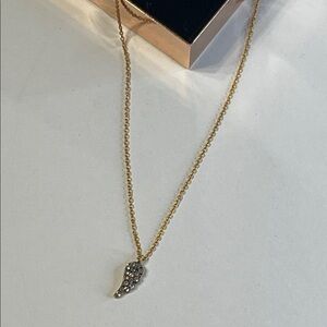 Rivka Friedman Gold/Crystal Angel Wing Pendant Necklace